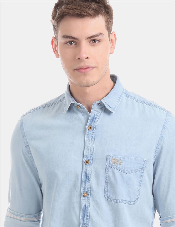 U.S.Polo Assn. Men Casual Wear Blue Shirt